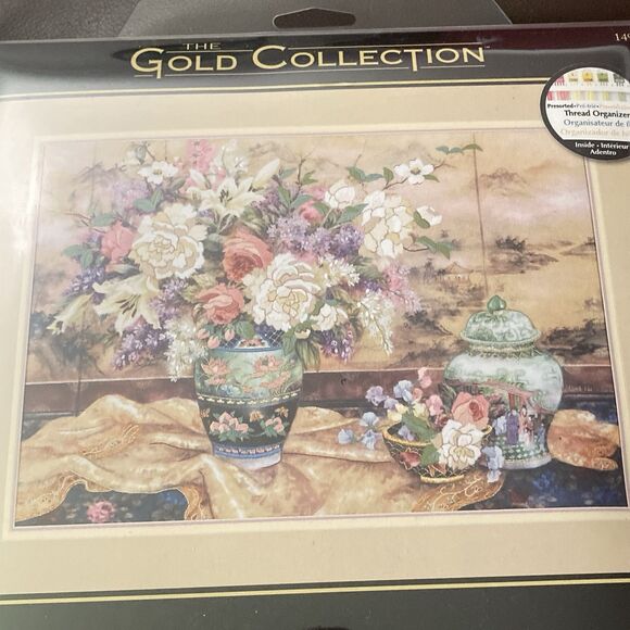 Vintage Dimensions Gold Collection Oriental Splendor 20x14 Lena Liu 1997 Floral - Picture 4 of 8